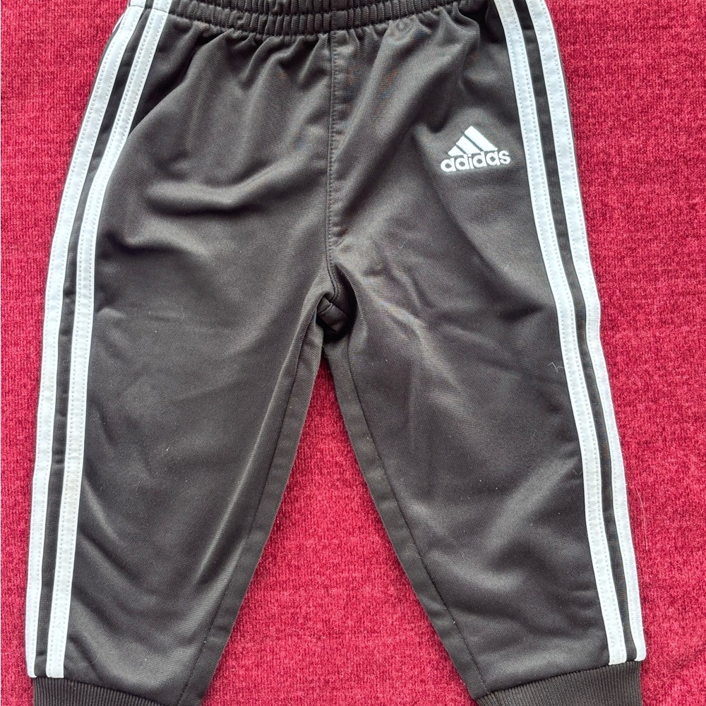 Adidas Kids Black Joggers with White Stripes
